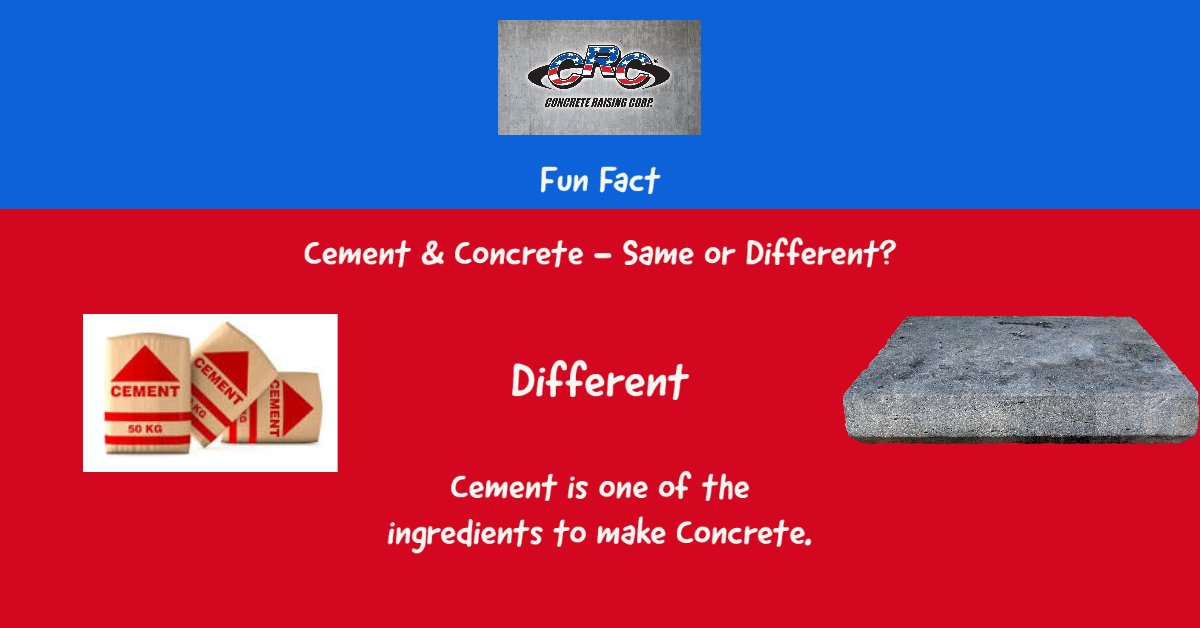 Cement VS Concrete CRC Concrete Raising Corp.